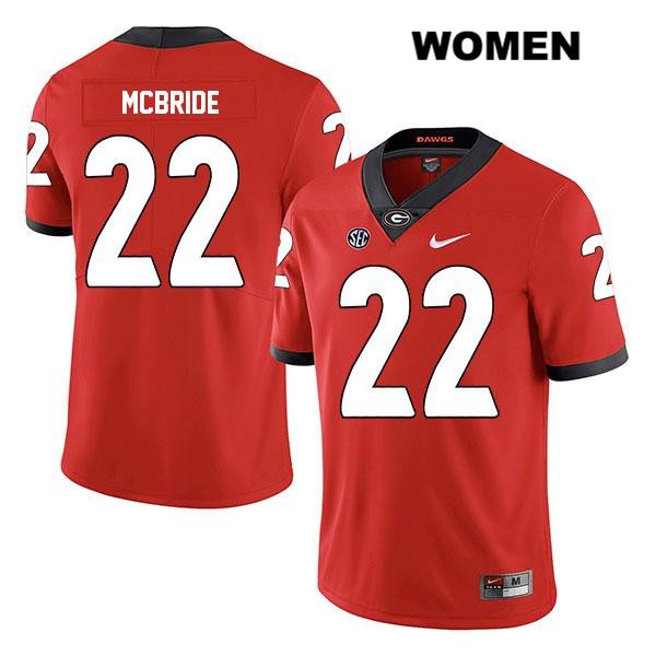 Georgia Bulldogs Women's Nate McBride #22 NCAA Legend Authentic Red Nike Stitched College Football Jersey LCZ8556BC